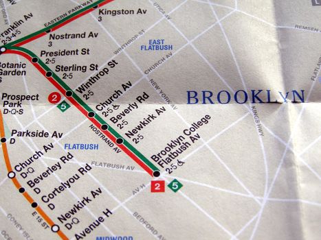 Subway map of the New York underground metro tube network