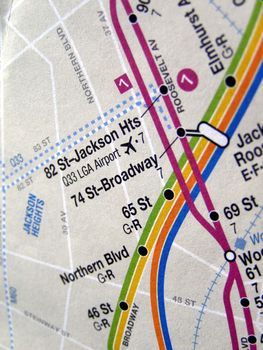 Subway map of the New York underground metro tube network