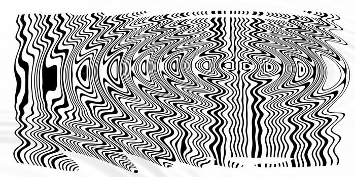 Abstract black and white line art decoration barcode reflected in water