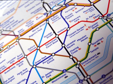 Tube map of the London Underground subway metro network