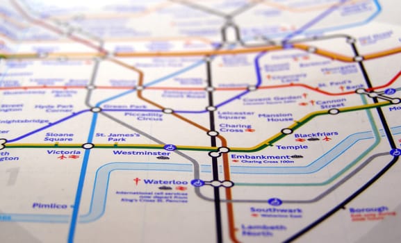 Tube map of the London Underground subway metro network