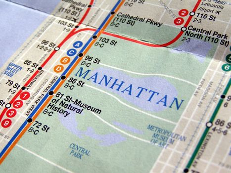 Subway map of the New York underground metro tube network