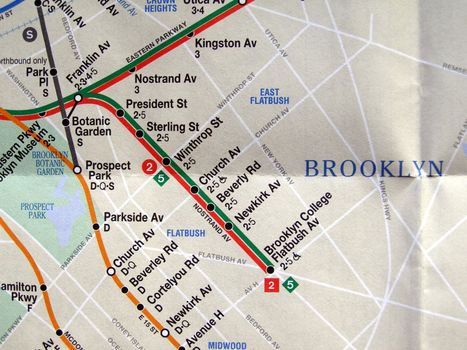 Subway map of the New York underground metro tube network