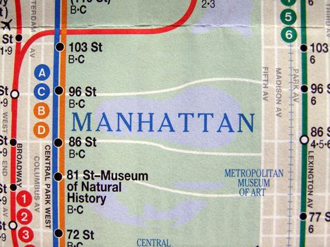 Subway map of the New York underground metro tube network