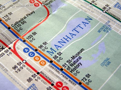 Subway map of the New York underground metro tube network