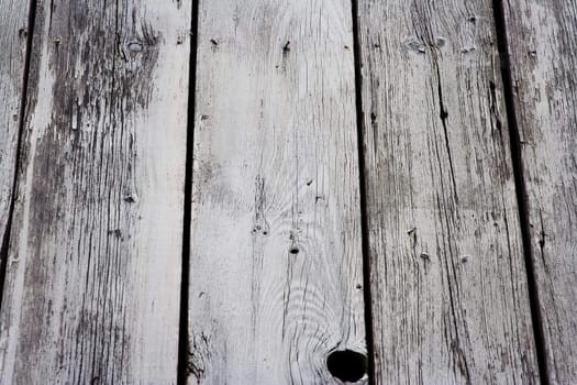 Close up of old dried up paint peeling lumber