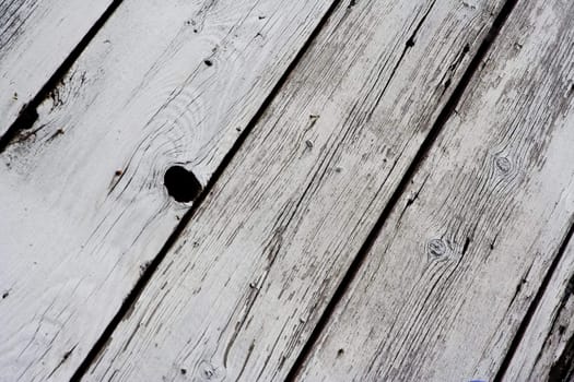 Close up of old dried up paint peeling lumber