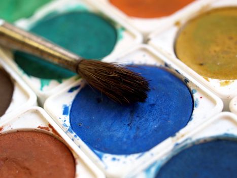 Painting tools colour palette and brushes