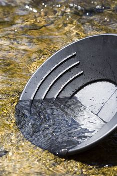 Panning for gold in a northern michigan stream