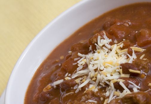 chunky homemade chili kidney beans tomatos and ground beef 