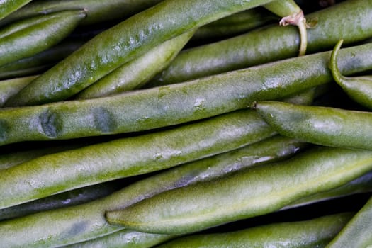 close shot of bright green green beans