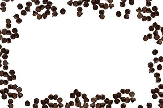 tasty chocolate chips on a white background