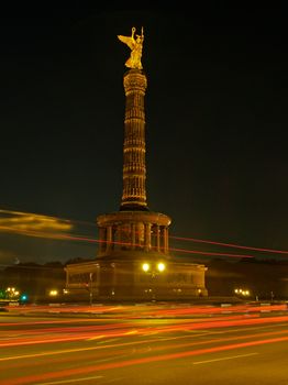 The Victory Column in Berlin at night
