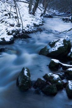 Long-exposure view of a stream in winter (Sweden)