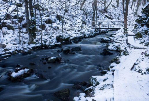 Long-exposure view of a stream in winter (Sweden)