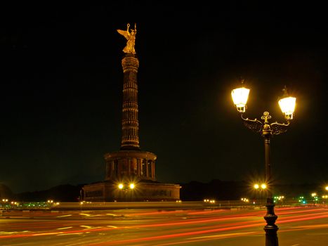 The Victory Column in Berlin at night
