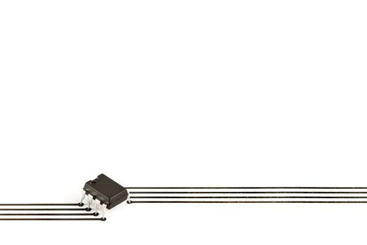 Design elements formed of an electronic chip and tracks printed on paper