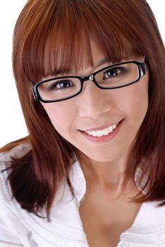 Confident lady of business, closeup portrait of businesswoman with glasses.