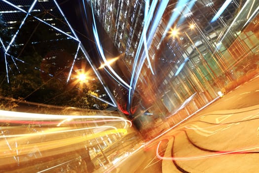 traffic in city at night