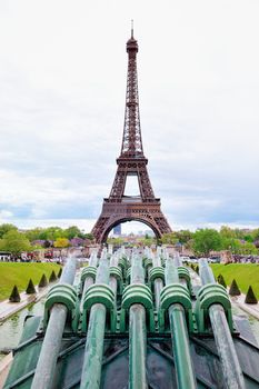 Eiffel tower on Champ de Mars in Paris