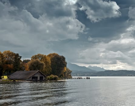 An image of a nice autumn lake scenery