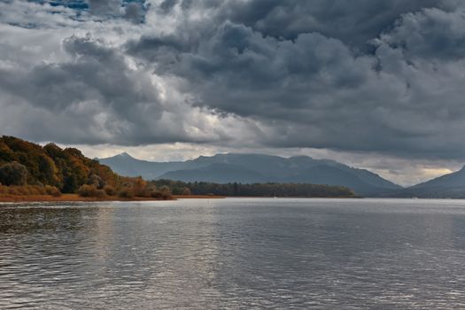 An image of an autumn lake scenery