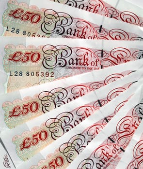 Detail of British Pounds banknotes money