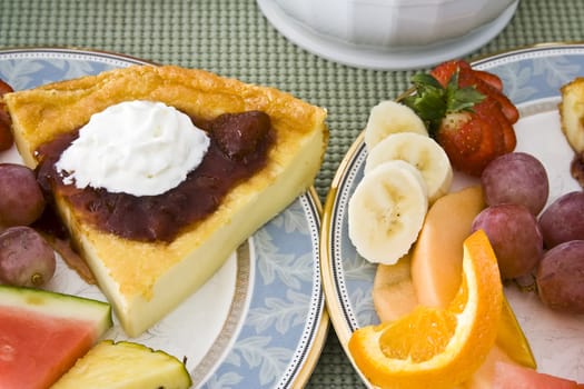 a wonderful healthy breakfast lots of fresh fruit on a nice plate