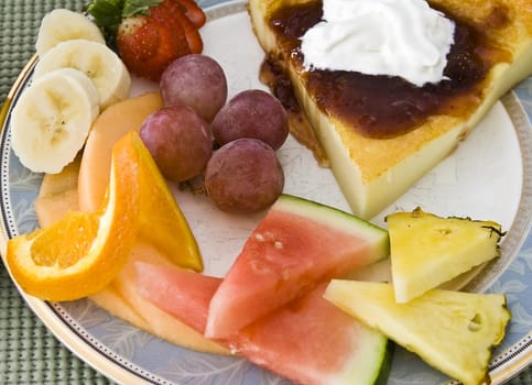 a wonderful healthy breakfast lots of fresh fruit on a nice plate
