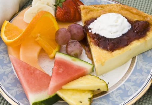 a wonderful healthy breakfast lots of fresh fruit on a nice plate