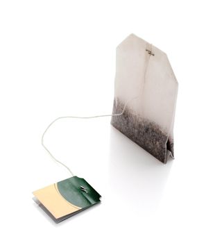 Bag of tea isolated on a white background. Light shade.