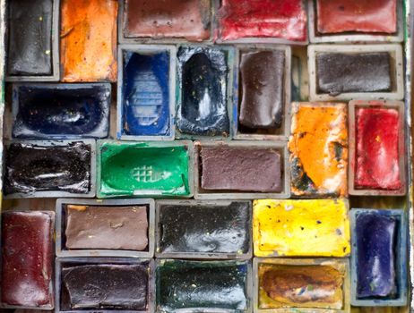 Watercolor paints close up
