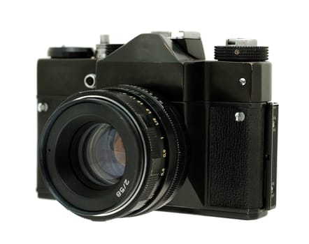 Old film camera isolate on a white background