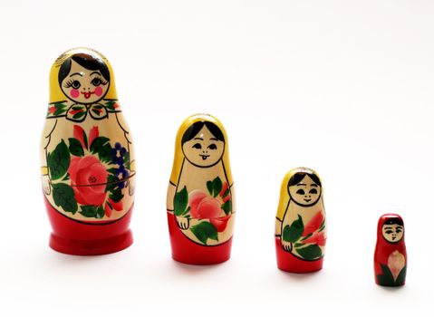 Wooden nested stacking dolls from Russia