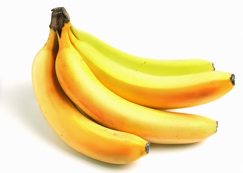 Yellow ripe bananas isolated on a white background