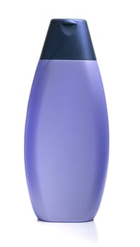 A bottle of shampoo is isolated on a white background