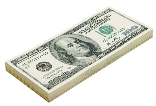 Pile of dollars isolated on a white background. The concept of financial and banking business