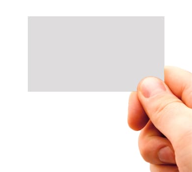 Hand holding a business card