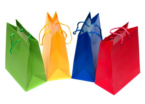 Packages for shopping isolated on a white background. The concept of consumption and retail sales

