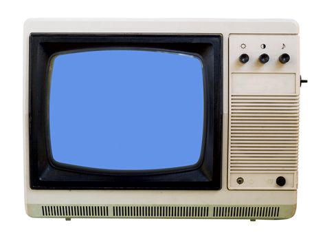 The old small TV set isolated on white background