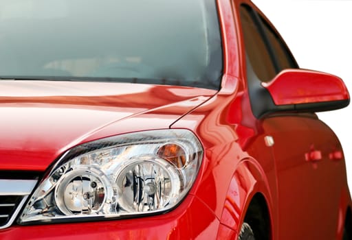 Red modern car. Close-up