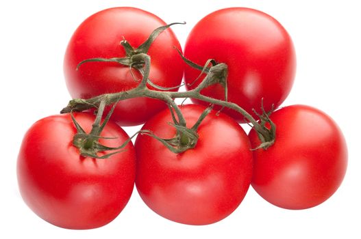 Bright red tomatoes isolated on white background