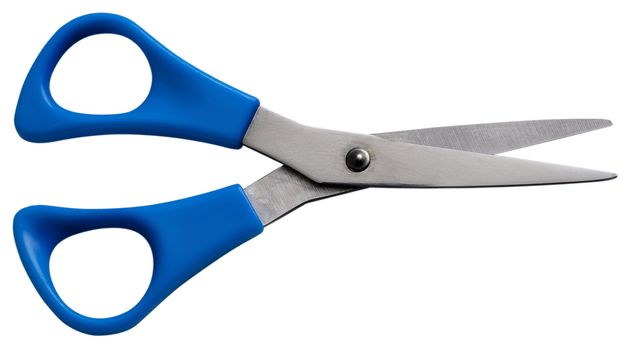 Blue scissors isolated on a white background