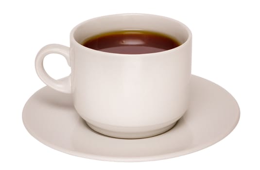 White cup of coffee isolated on white background