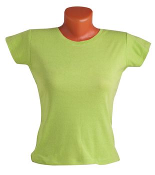 Women's T-shirt on a mannequin isolated on white background