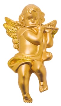 Figure of an angel-cupid gold color is isolated on a white background