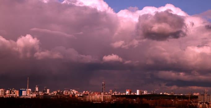 The storm clouds over the city. Concept of inclement weather