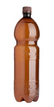 Brown plastic bottle isolated on white background
