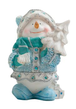 Toy Christmas snowman isolated on a white background
