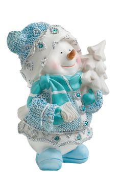 Toy Christmas snowman isolated on a white background
